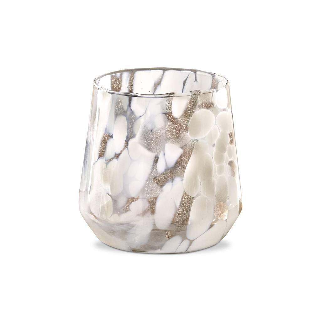 Confetti Glass Tealight Candle Holder Medium, 5.11L x 5.11W x 5.9H inches