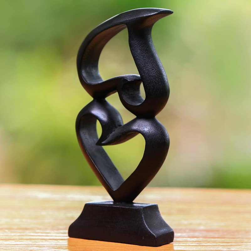 Novica Handmade Stacking Hearts Wood Sculpture - 8" H x 3.7" W x 3.5" D