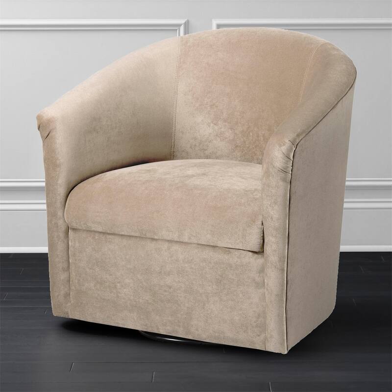 Microfiber Upholstered Swivel Chair W/ Hardwood Frame & Swivel Base