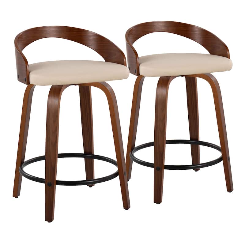 Carson Carrington Stavanger 24" Fixed-Height Counter Stool with Bent Wood Legs & Round Footrest (Set of 2)