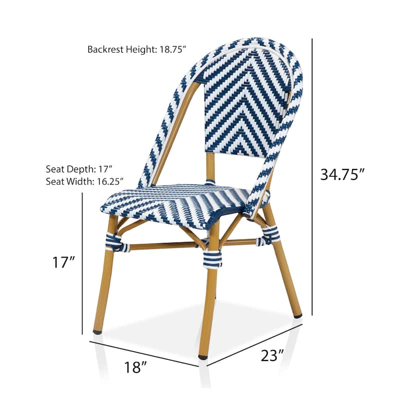 Irene French Chevron Wicker Patio Dining Chairs by Furniture of America