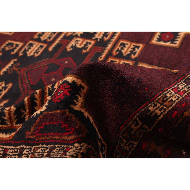 ECARPETGALLERY Hand-knotted Teimani Dark Burgundy Wool Rug - 3'7 x 6'2