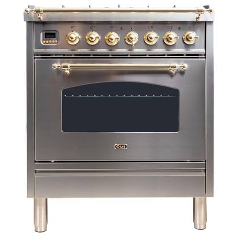 30" Nostalgie Series Freestanding Single Oven Dual Fuel Range with 5 Sealed Burners