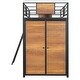 preview thumbnail 30 of 32, Twin Size Modern Loft Bed with Ladder and L-Shape Desk, Multifunctional Kids Teens Storage Bed Frame with Shelf and Wardrobe