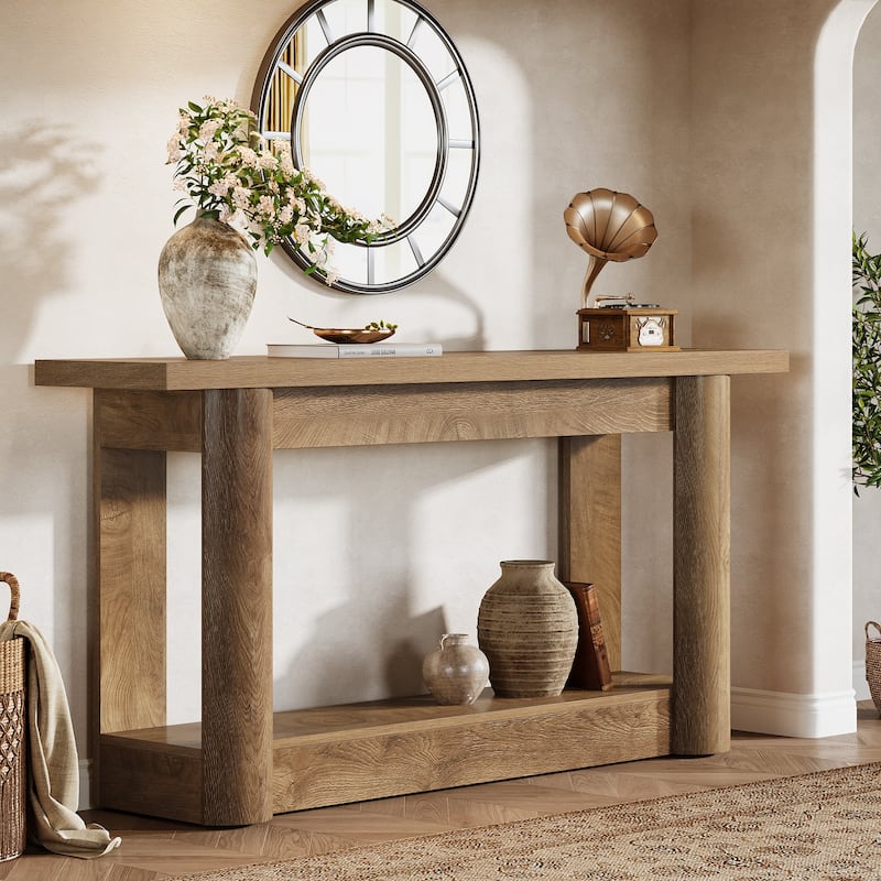 63-Inch Farmhouse Console Table for Entryway, 2-Tier Storage - 62.99" W x 11.81" D x 31.5" H