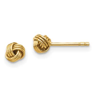 Curata 14k Yellow Gold Girls 4.2mm Small Polished Love Knot Post Earrings