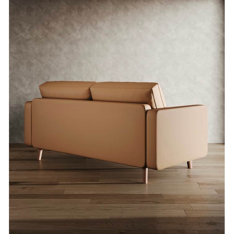 Stateside Mid-Century Square Arm Leather Covered Loveseat Sofa 59''