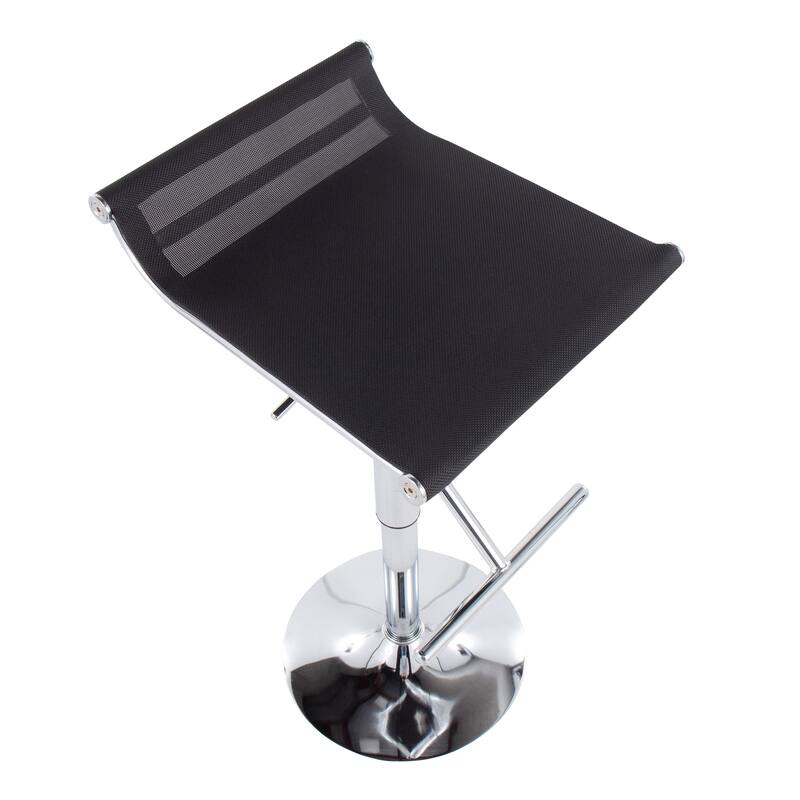 Lumisource Mirage Ale Adjustable Bar Stool in Chrome and Silver Mesh - 18"Lx16"Wx26.25-35"H