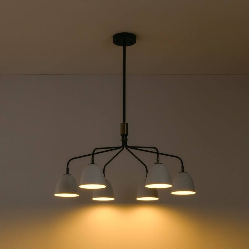 Modern Farmhouse 6-Light Curved Arm Metal Chandelier