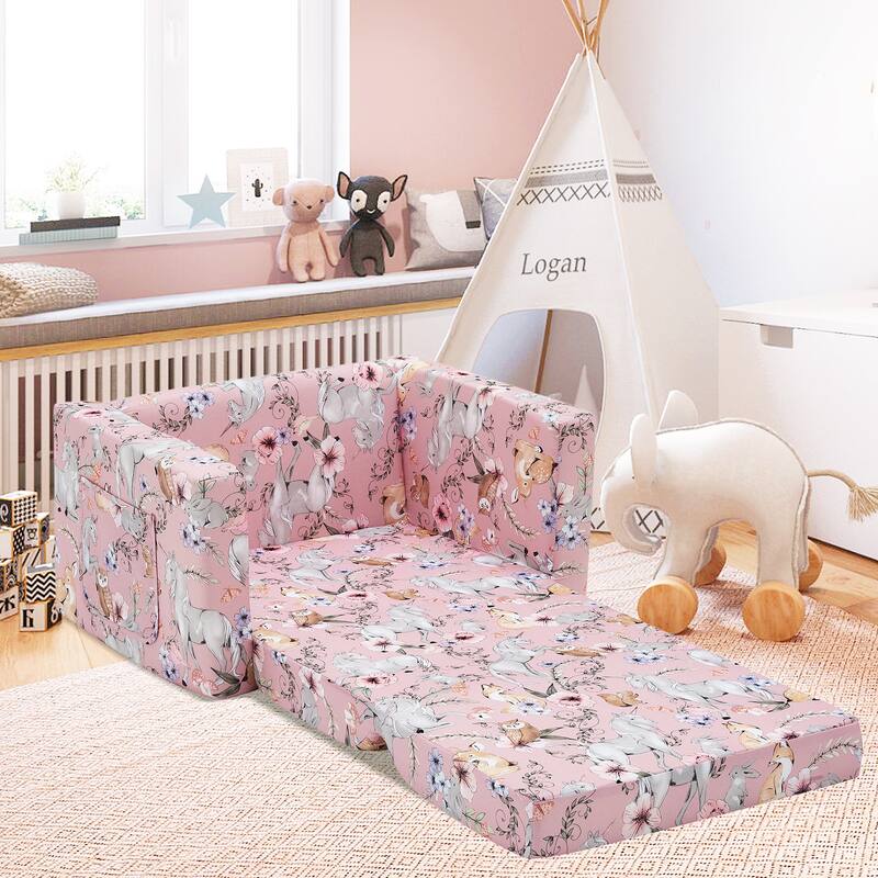 Kids Sofa, Children's 2 in 1 Convertible Sofa to Lounger