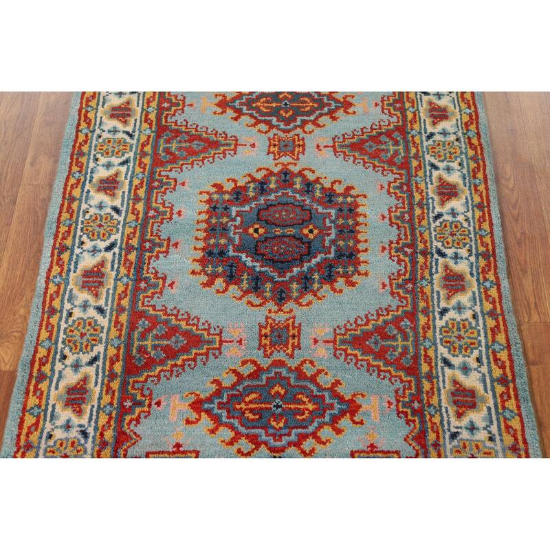 Hand Knotted Oriental 100% Wool Carpet Traditional Geometric Navy Blue & Blues Viss Area Rug - 5' 2'' X 3' 0''