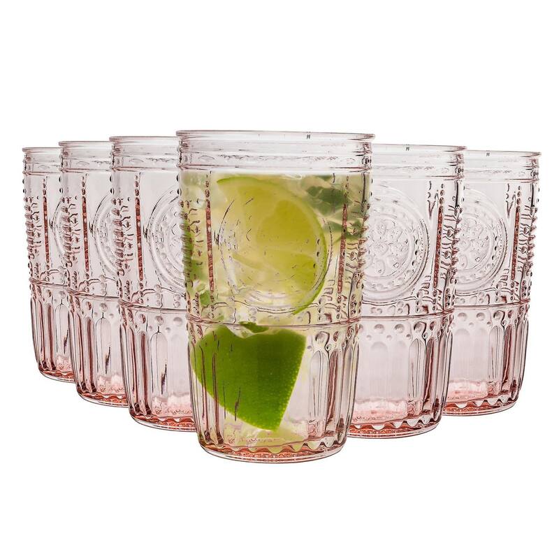 Bormioli Rocco Set of 6 Romantic Cooler Drinking Glasses - 16 oz.