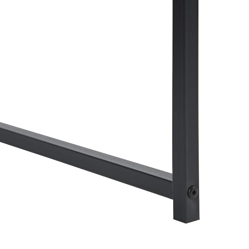 Homylin Industrial Writing Desk with Side Storage Shelves, Black Brown