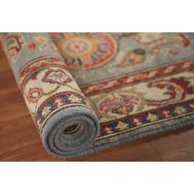 Floral Kazak Runner Rug Hand-Knotted Wool Carpet - 2'2" x 5'7"