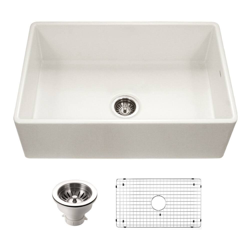 Houzer PTG-4300-C Platus 33" Farmhouse Single Basin Fireclay Kitchen