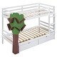 preview thumbnail 7 of 7, White Twin-over-Twin Bunk Bed with Tree Decor & Drawers