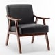 preview thumbnail 44 of 83, Homy Casa Mid-Century Modern Accent Chair, Solid Wood Frame, Extra-Thick Backrest, Wingback Lounge Chair Indoor Black - Faux Leather