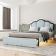 preview thumbnail 16 of 28, Princess-Themed Full Upholstered Platform Bed with LED & Drawers Blue