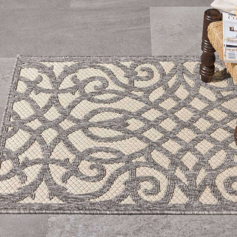 Nourison Palamos Geometric Scroll Indoor Outdoor Area Rug