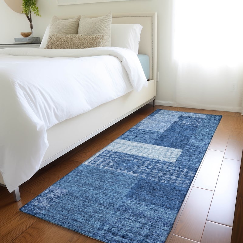 Premium Washable Super Soft Casual Geo Mayfield Rug - Navy - 2'3" x 7'6"