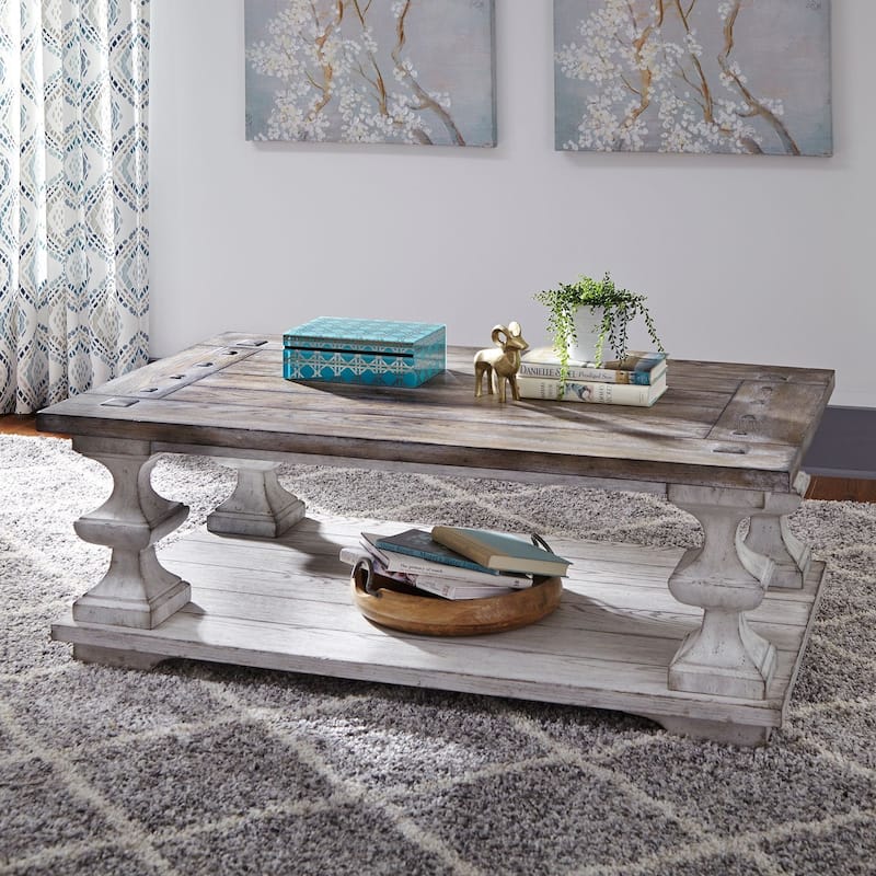 Sedona Heavy Distressed White with Gravel Cocktail Table - Wood/Veneer