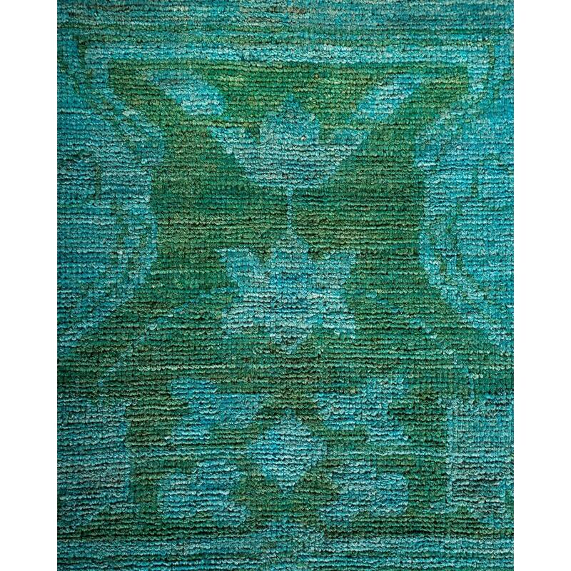 Overton Hand Knotted Wool Vintage Inspired Modern Contemporary Overdyed Blue Area Rug - 12' 4" x 17' 9"