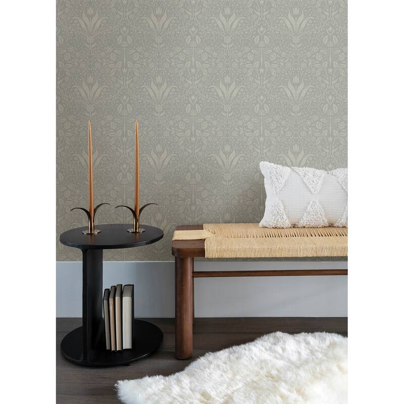 A-Street Prints Mara Grey Tulip Ogee Wallpaper
