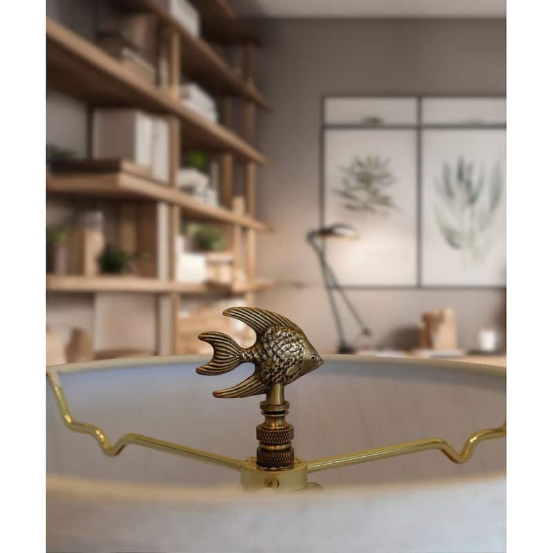 Angel Fish Lamp Finial Antique Brass, 2.3"h