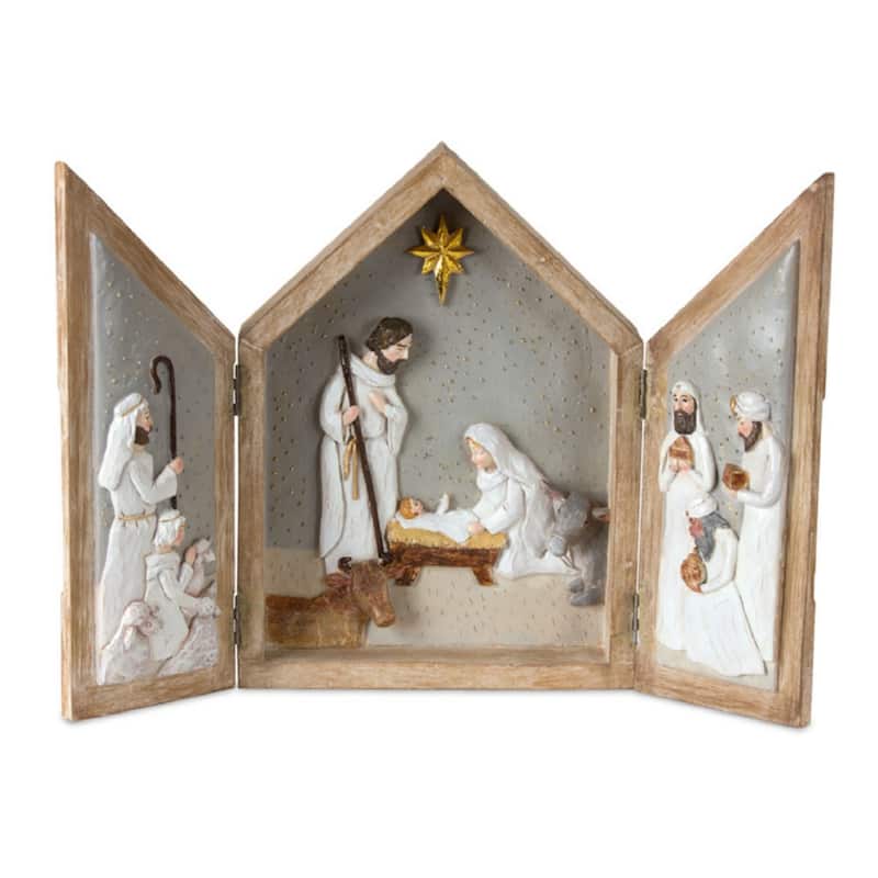 Polyresin Holy Family Nativity Box Scene Table Decor - 8” x 2.25” x 10.5” (L x W x H)