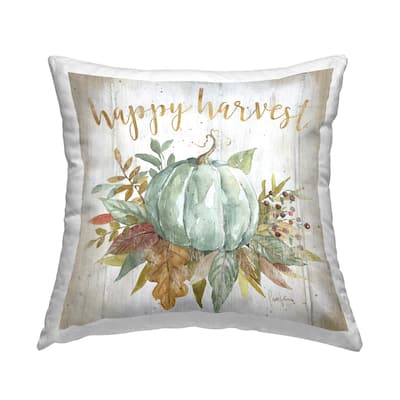 Stupell Industries Happy Harvest Rustic Autumn Pumpkin Botanicals Printed Throw Pillow by Livi + Fin