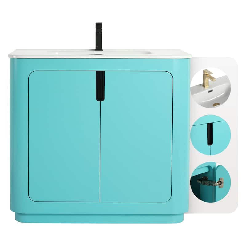 Fine Fixtures Shireplace Bathroom Vanity with Sink - 36 Inch - Tiffany Blue