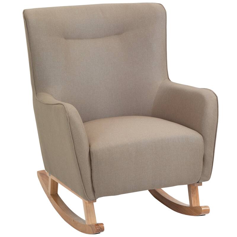 HOMCOM Modern Rocking Sofa Armchair/Lounge Chair with Thick Padding, Winged Back for Living Room, or Bedroom, Greige