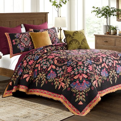 Jessa Bohemian Botanical Reversible Quilt and Pillow Sham Set