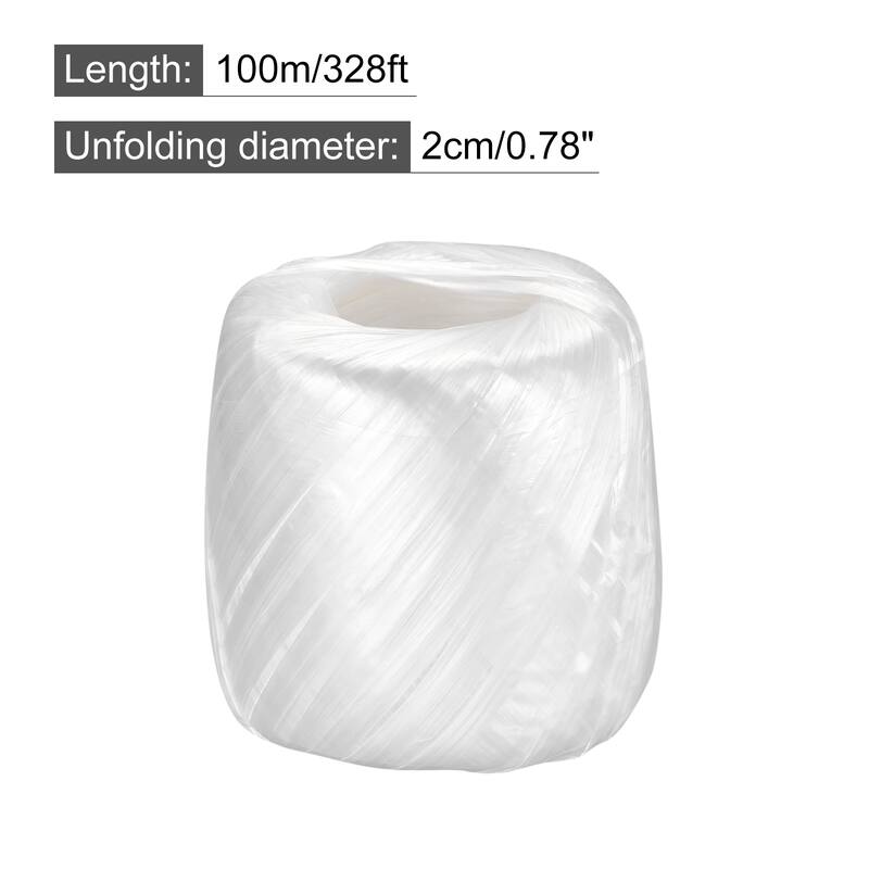 Polyester Nylon Plastic Rope Twine Bundled for Packing ,100m White 2Pcs