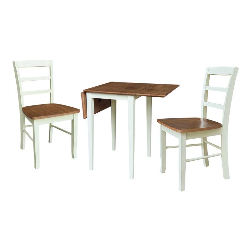 Small Dual Drop Leaf Dining Table with 2 Madrid LadderBack Chairs - 3 Piece Dining Set