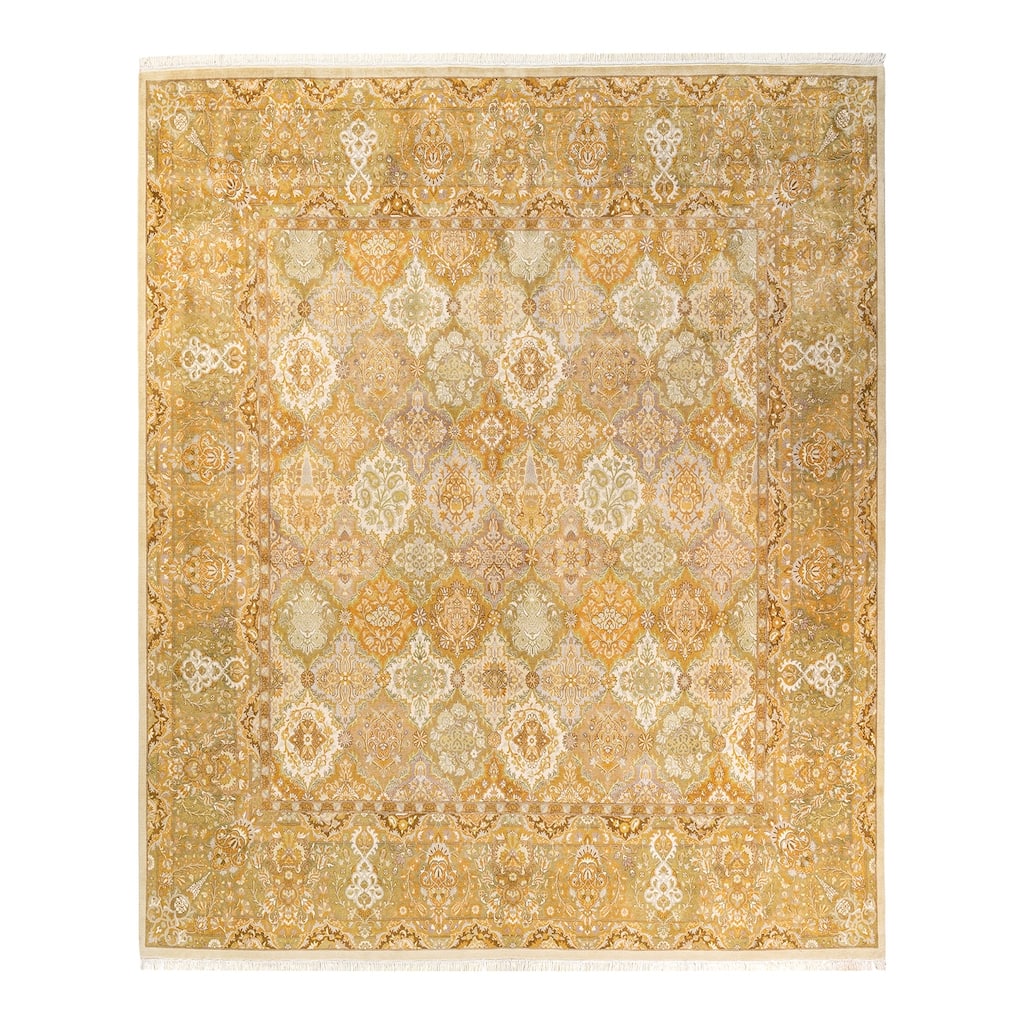 Overton Hand Knotted Wool Vintage Inspired Traditional Mogul Ivory Area Rug - 8' 10" x 9' 10"