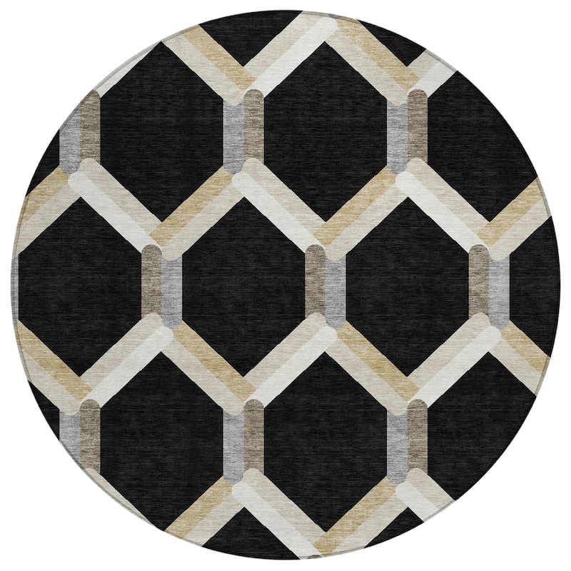 Machine Washable Indoor/ Outdoor Modern Trellis Chantille Rug