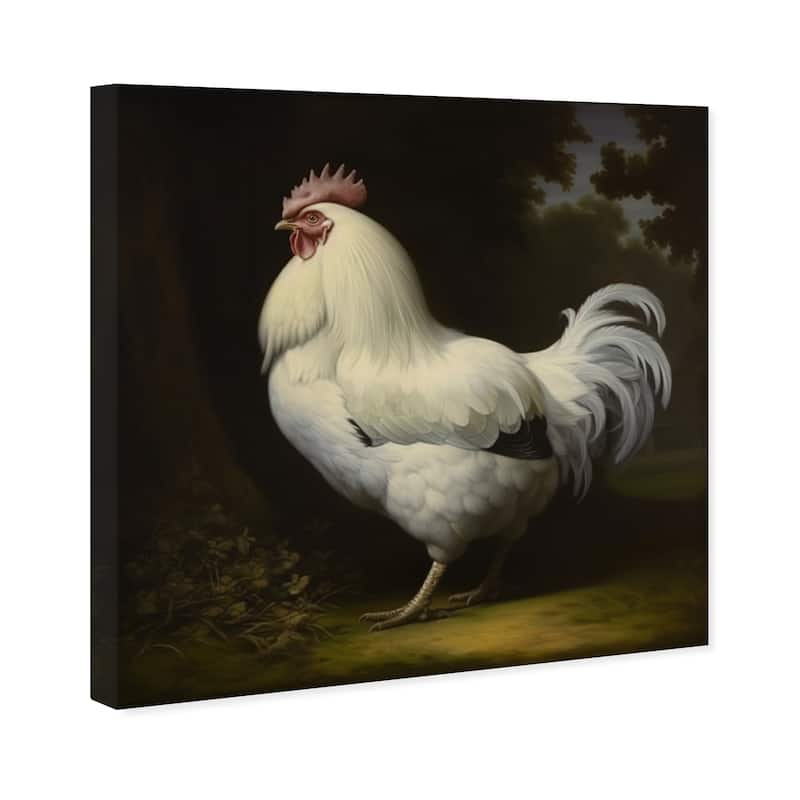 Wynwood Studio Canvas Animals Rooster goes to the kitchen White and Eggshell Traditional Wall Art Canvas Print