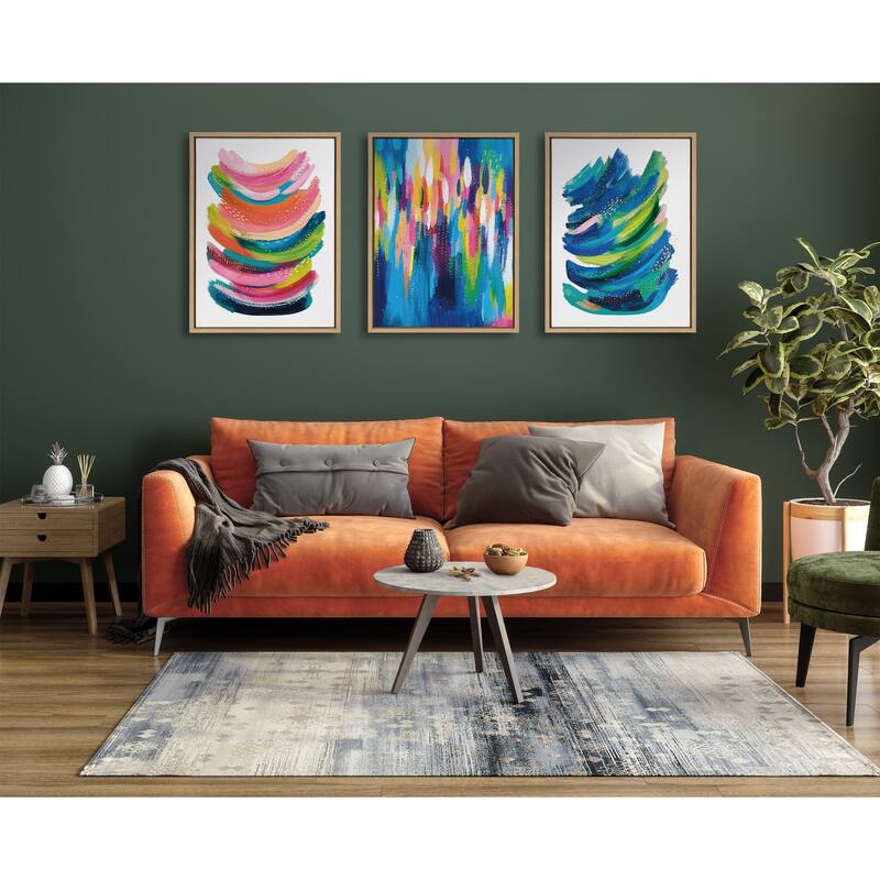 Kate and Laurel Sylvie Bright Abstract Framed Canvas By Jessi Raulet