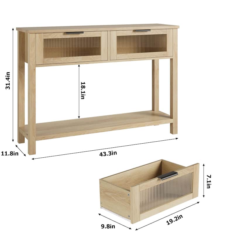 Entryway Table with 2 Glass Drawers