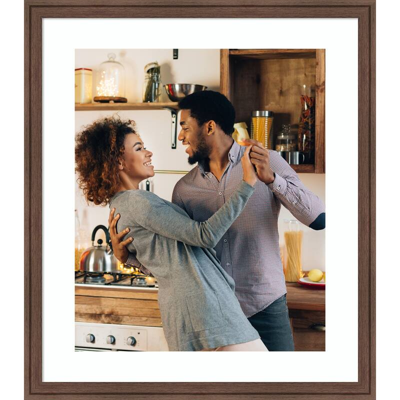 Florence Gold Framed Picture Frame, Photo Frame - 20x24 Matted White 16x20 - Florence Medium Brown