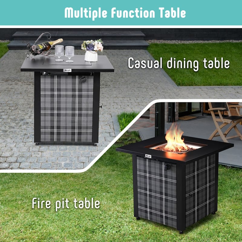 Werph 25" H Propane Outdoor Patio Square Fire Pit Table, 50,000 BTU Fire Table,