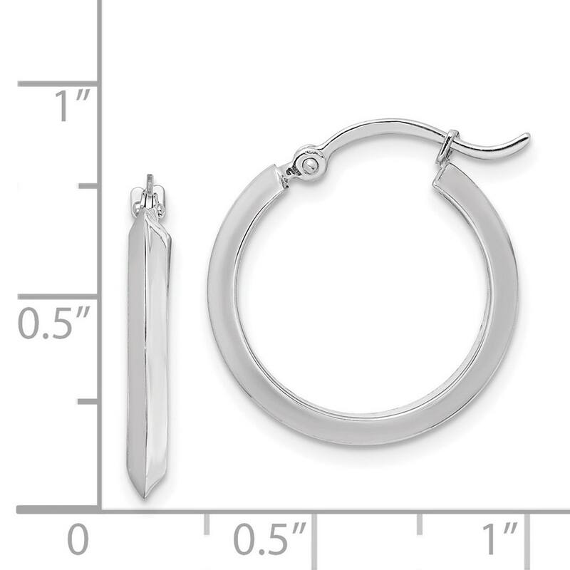 Curata 14k White Gold Polished Hoop Earrings - 19.5x18.8mm