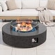 preview thumbnail 79 of 83, COSIEST 42'' Outdoor Round Propane Fire Pit w Wind Guard and Fire Glass StoneGrey + Aqua blue fire glass