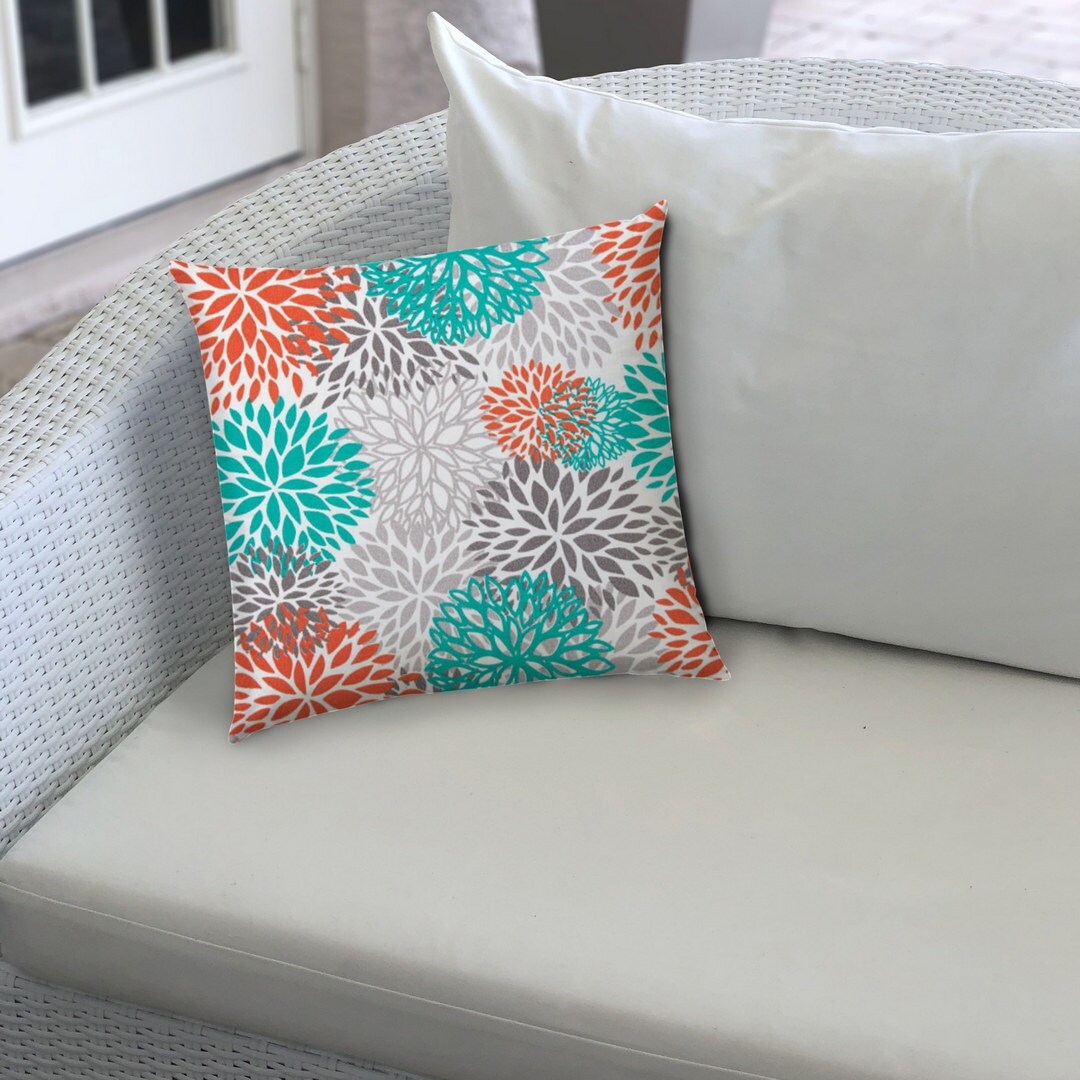 Joita BURSTING BLOOMS Polyester Throw Pillow with Sewn Closure Orange On Sale Bed Bath Beyond 27456191