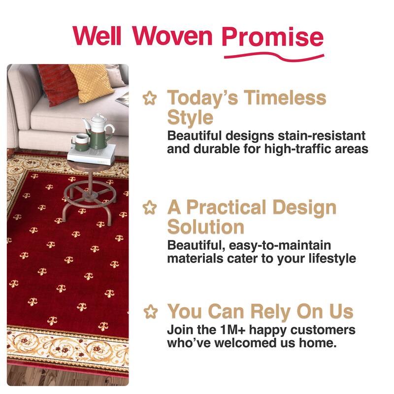 Well Woven Barclay Fleur De Lis Traditional Oriental Living Room Rug