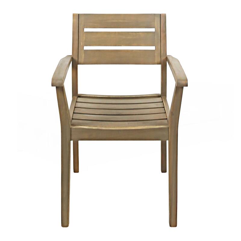 Acacia Wood Patio Dining Chairs Set of 2