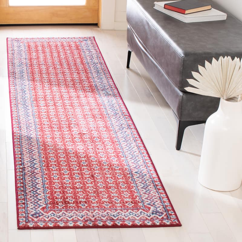 SAFAVIEH Brentwood Banga Traditional Oriental Rug - 2' x 10' Runner - Red/Ivory
