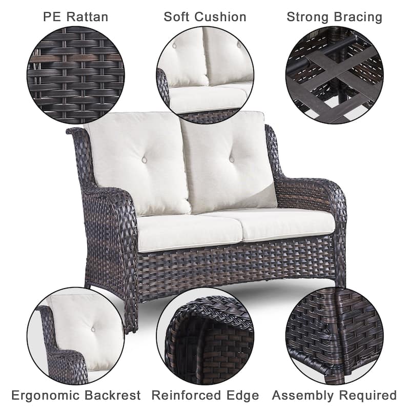 Gymojoy Patio Loveseat Sofa with Cuhsion