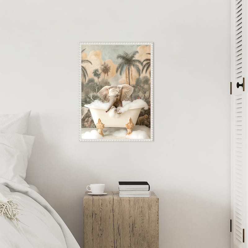 Elephant Bubble Delight by Niky Rahner Framed Canvas Wall Art